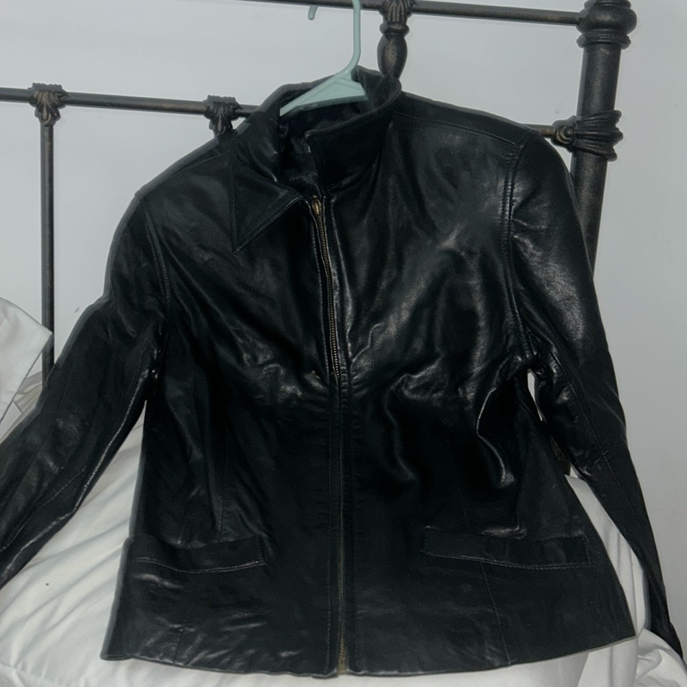 black leather jacket